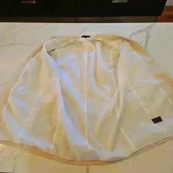 Harve Bernard Womens Linen Pin Striped Blazer Pale Peach Pink Size 8 - Picture 8 of 10